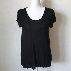 Loose Fitting Scoop Neck Black T Shirt